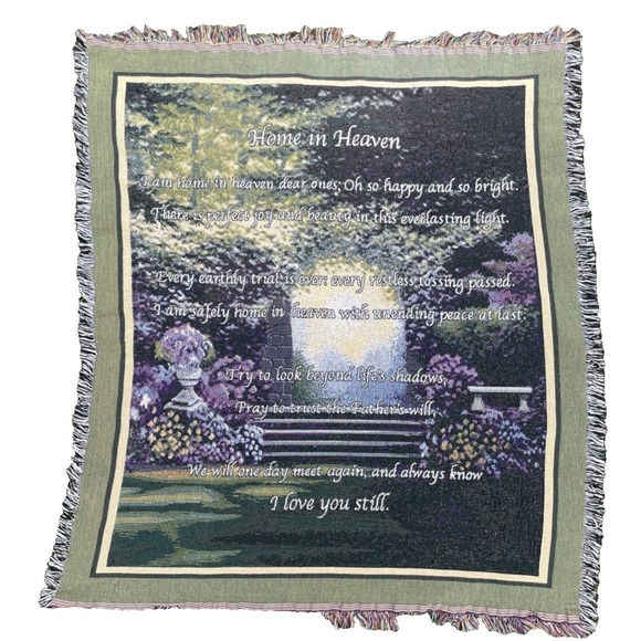 The Unbranded Brand Other - Home in Heaven‎ Religious Memorial Fringed Tapestry Throw Blanket  56 x 48 Gift